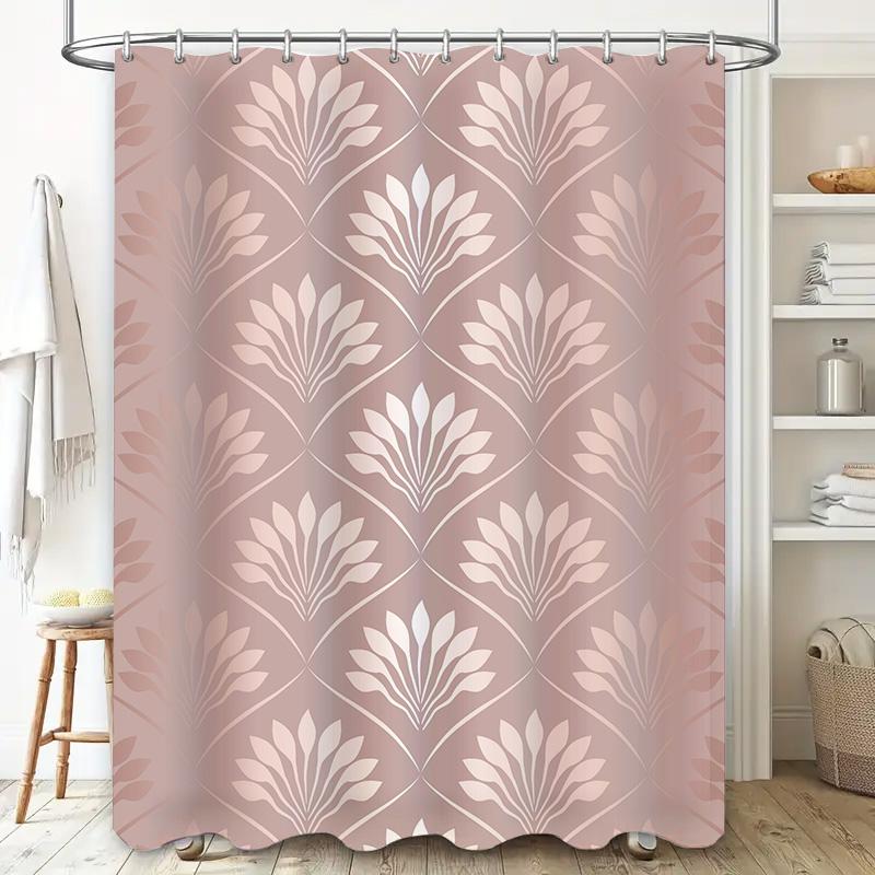 Pink and White Floral Shower Curtain for Bathrooms Extra Long Waterproof Bathroom Decorations (180x240cm)