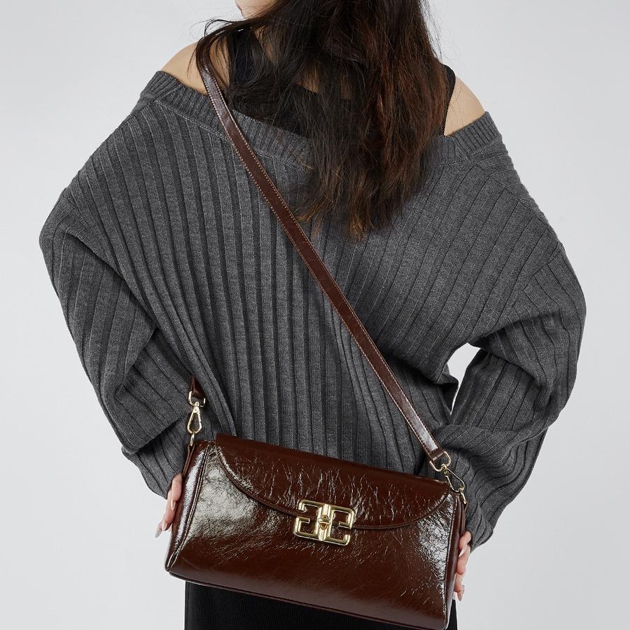 Fashion Oil Wax Leather Women's Bag New Versatile Commuter Mother Bag Shoulder Messenger Bag