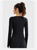 Juyi Hall Women's Long Sleeve Slim Fit Running & Yoga T-shirt with Built-in Bra
