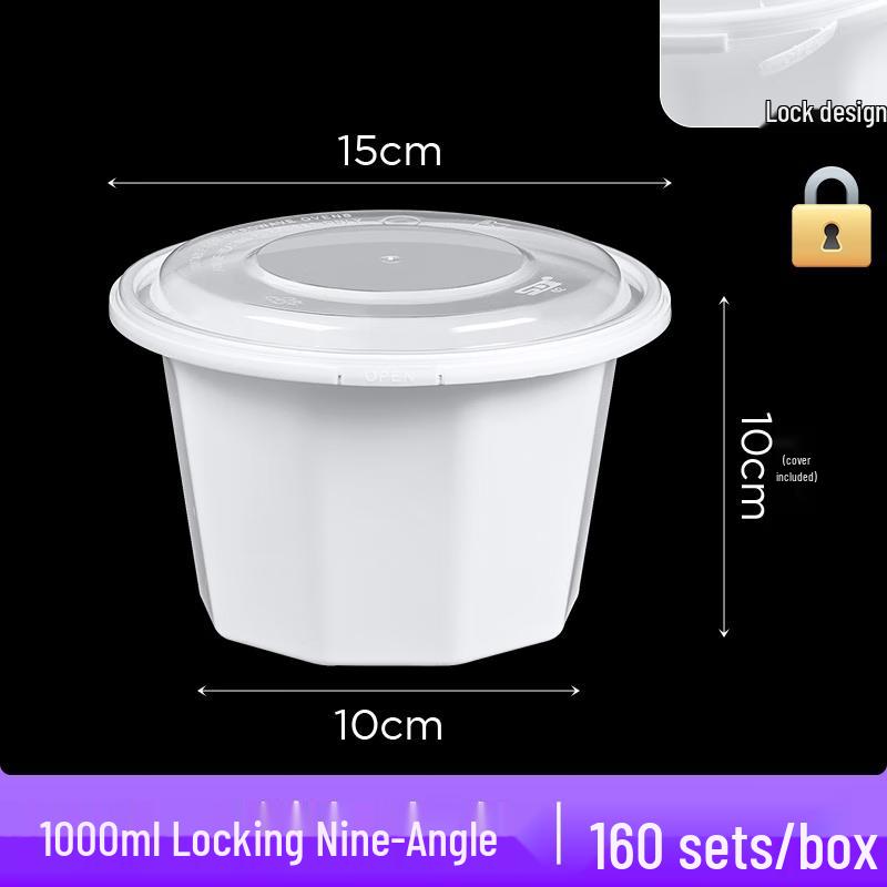 Wuhe Lock-Buckle 1000ml Nine-Corner Disposable Food Containers