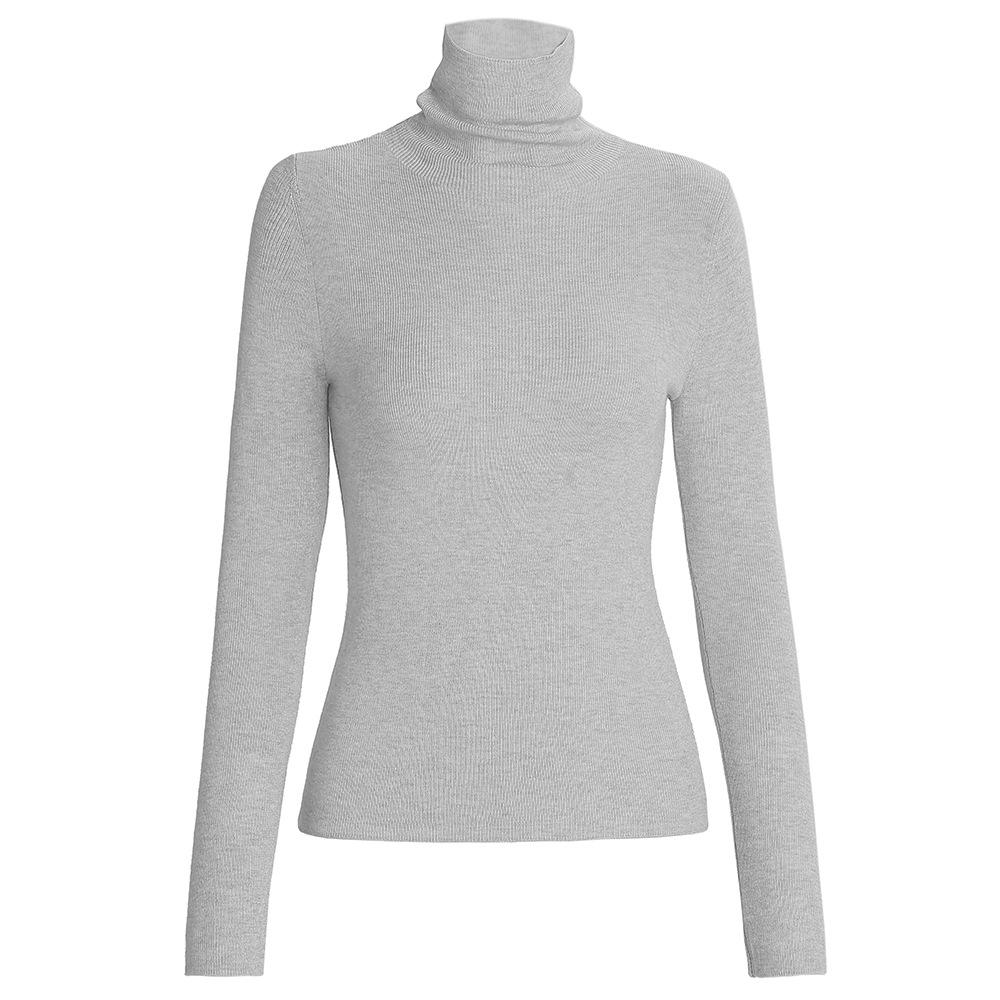 Zhili Women's Spring 2025 Multicolor Slim Fit High Collar Long-Sleeve Knitted Sweater