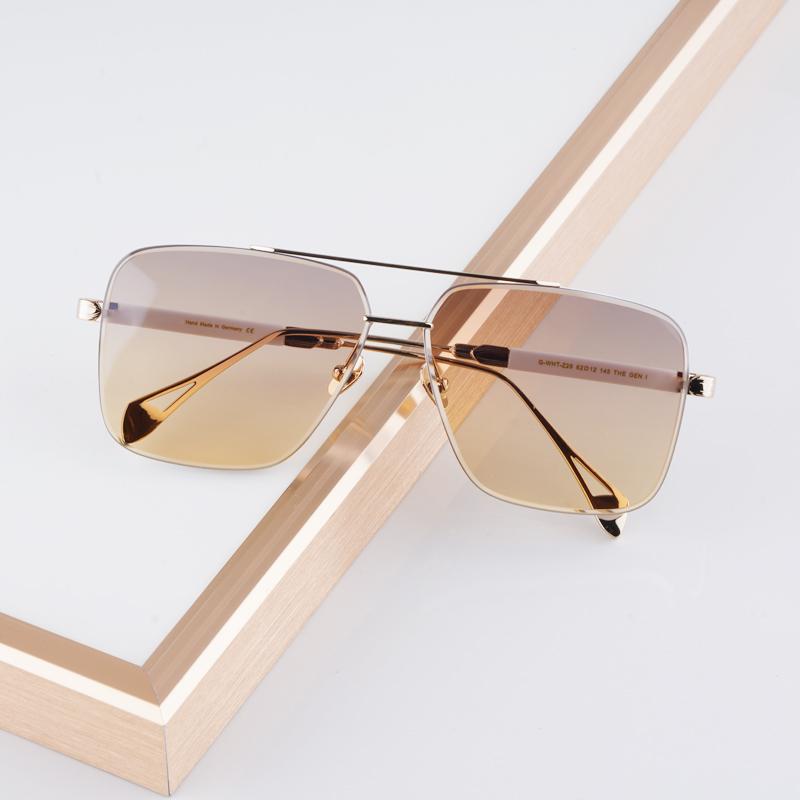 Z26 Champagne Gold Desinger Sunglasses for Men Women Alloy Big Square Gradient  Anti-reflective UV400 Fashion Gafas THE GEN I