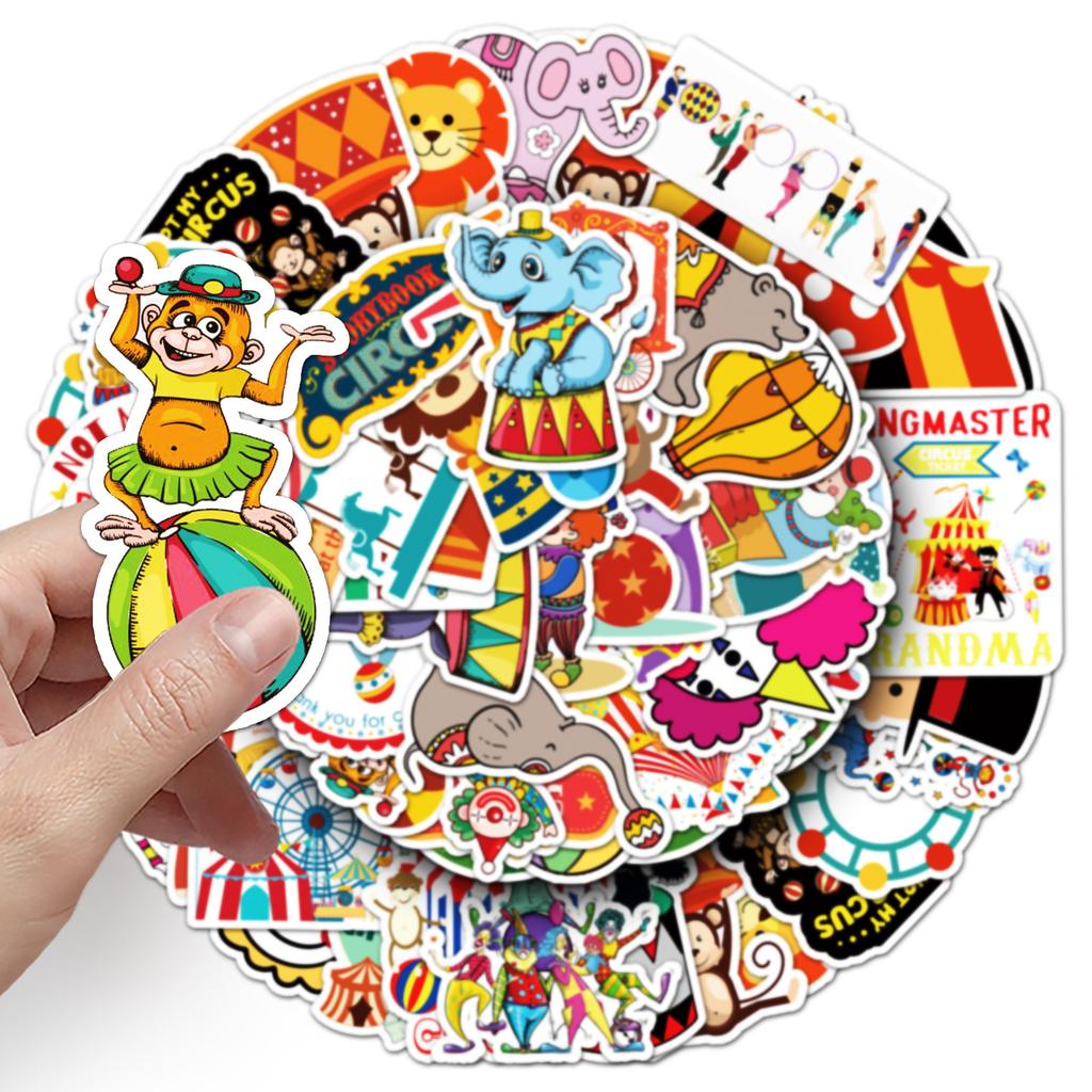 51 Circus Doodle Cartoon Cute Little Fresh Children's Gourmet Card Decorative Suitcase Mobile Car Stickers