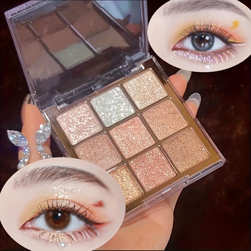 9-Color Shimmering Eyeshadow Palette | Plant-Based Squalane, Mixed Color System, Matte & Metallic Finish - Versatile for Daily & Party Looks