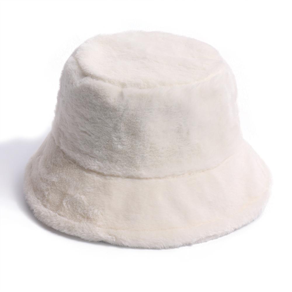 Sweet Ladies Winter Soft Outdoor Warmer Faux Fur Rabbit Warm Hat Fishing Cap Bucket Hat