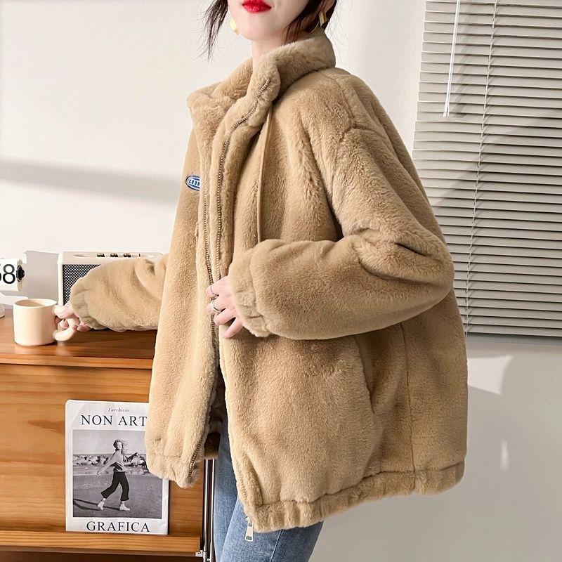 Women's Plush Lambswool Coat - 2025 Autumn/Winter Fleece-lined Loose Cotton-padded Jacket