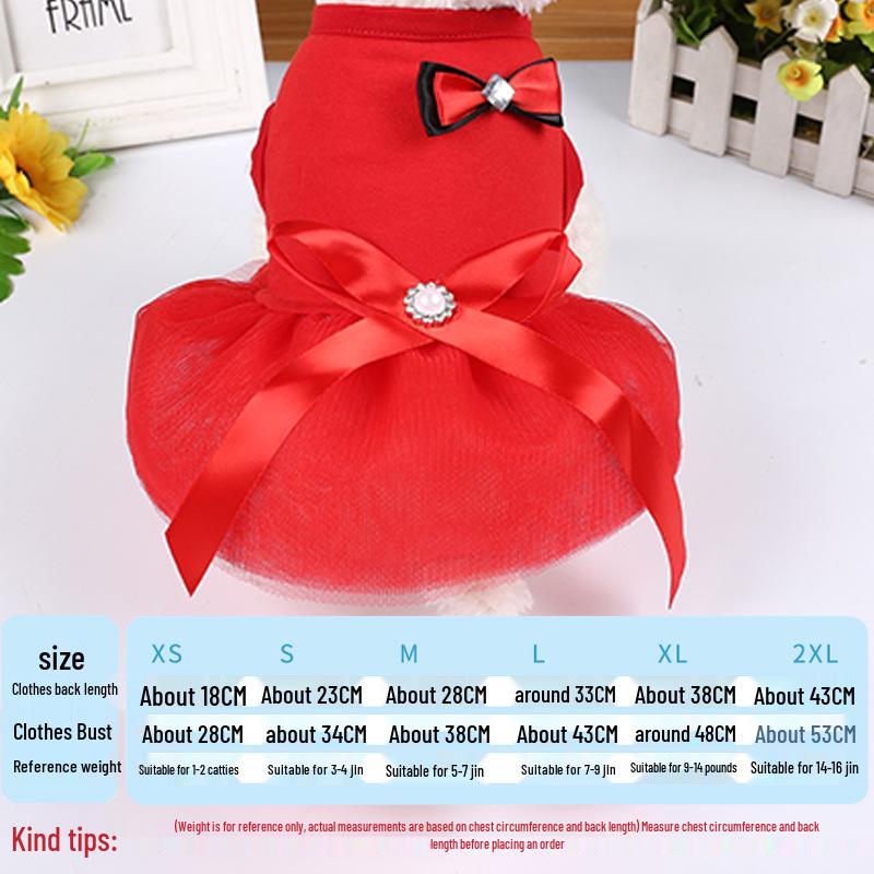 Vestido de malla de verano para perro estilo coreano con lazo