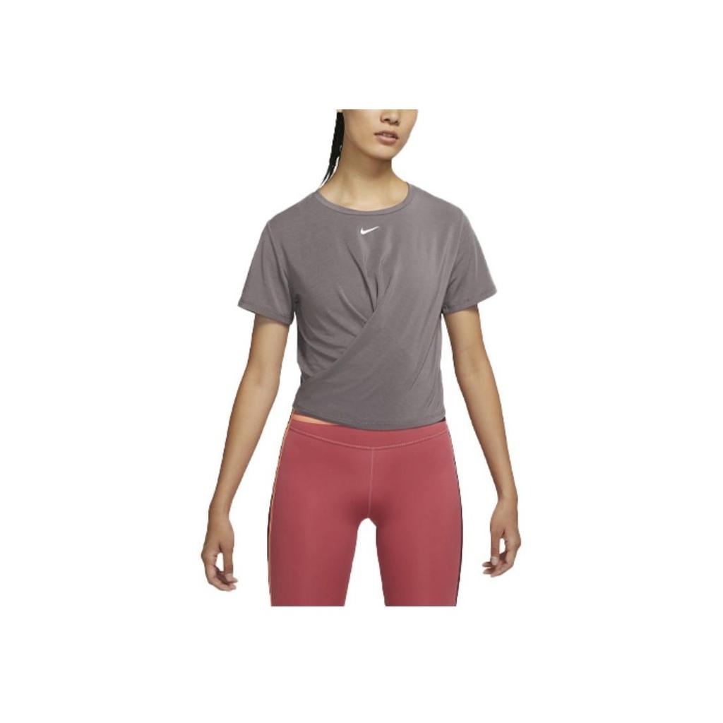 Nike One Luxe Twist Reflective Logo Breathable Training Casual Short Sleeve T-Shirt Women Tops Mineral-Purple DD4922-202