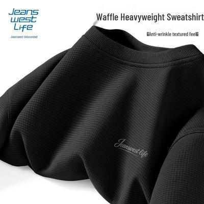 Jeanswest Men's Waffle Knit Crewneck Sweatshirt