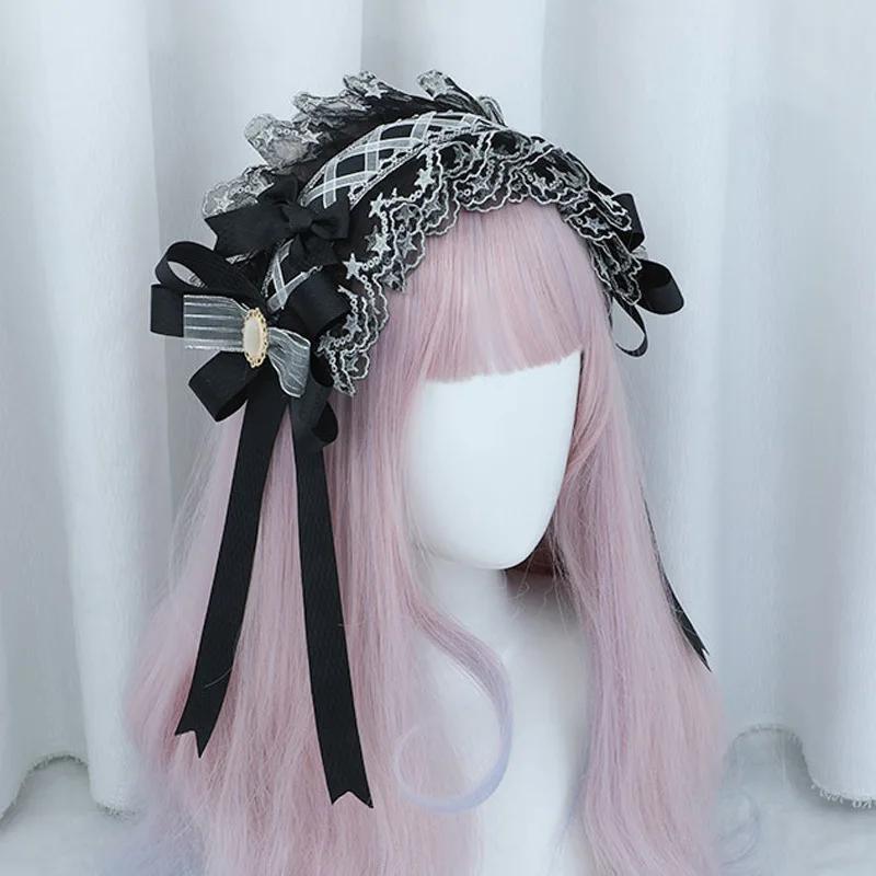 Japanese Style  Lolita Hair Bow Handmade Christa Ribbon Lace Headband Kawaii Hair Accessories Ready To Ship
