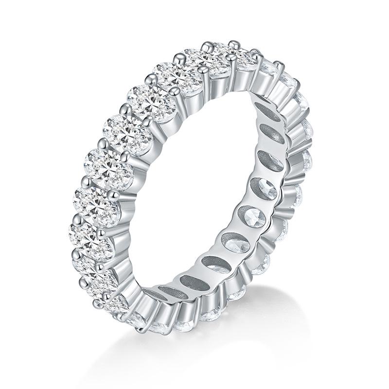 S925 Sterling Silver Classic Oval Moissanite Ring for Women - Elegant and Luxurious Design Size 8