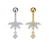 Edelstahl Gem Bauchnabelpiercing Eleganter Glänzender Körperschmuck Neuer Kristallkugel Bauchnabelringe Damen