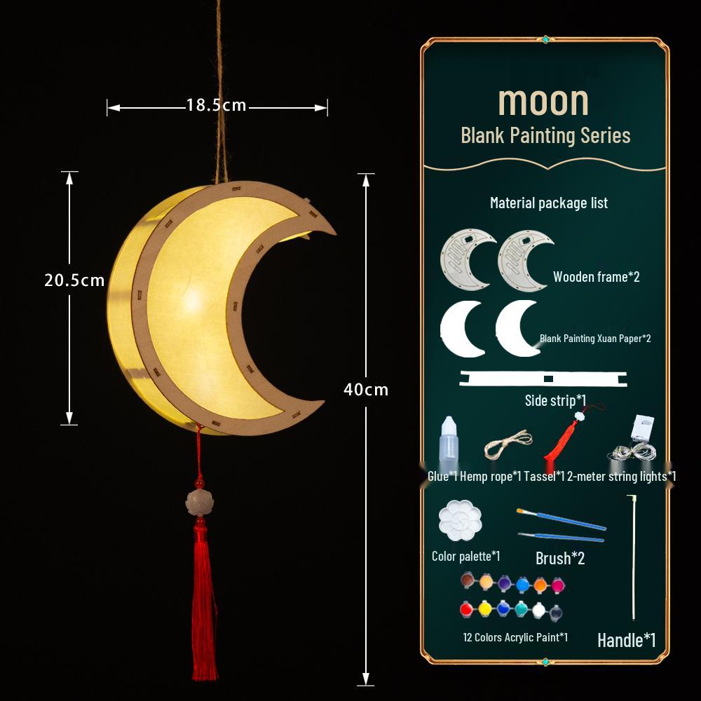 2025 Mid-Autumn Festival DIY Children's Paper Lantern Set - Handcrafted Luminous Xuan Paper Lanterns with Floral and Rabbit Palace Designs