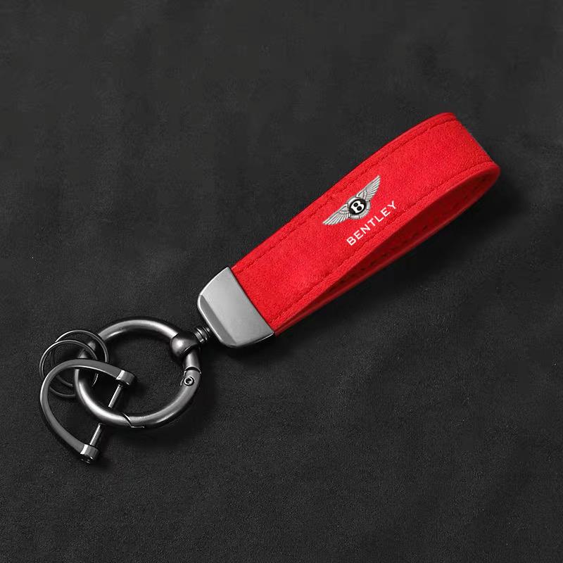 Car Styling Emblem Alloy Keyring for New Bentley Flying Spur Continental GT Bentayga Mulsanne Motorcycle Suede Leather Keychain