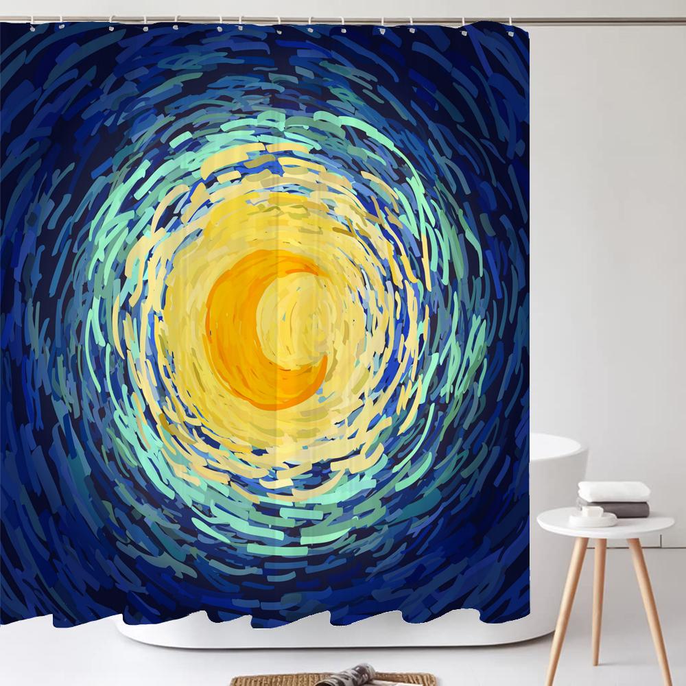 Watercolor Blue Starry Sky Shower Curtain Polyester Fabric Bath Curtain for Bathroom Curtain Decor Shower Curtains Cortina Ducha