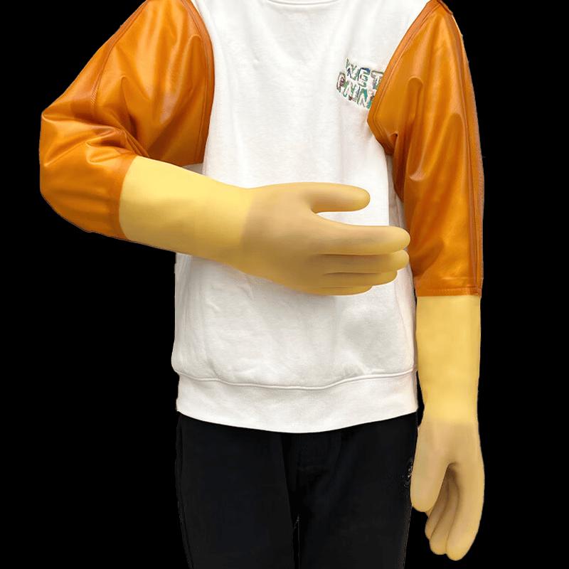 Long-Sleeve Wear-Resistant Rubber Work Gloves жёлтый