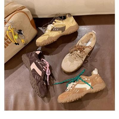 Leather Platform Dad Board Shoes Women's New Spring and Autumn Versatile Sports and Leisure Shoes Women
