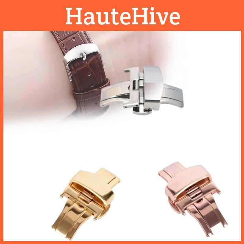 Durable Silver Watch Clasp Butterfly Buckle High Polished Stainless Steel