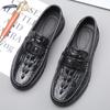 Spring New Shoes for Men Genuine Leather Casual Shoes Fashion Crocodile Print Flat Leisure Shoes Comfortable Slip-on Loafers