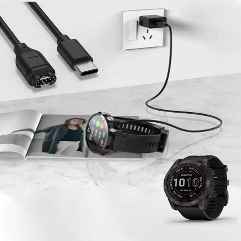 1pc Garmin Watch Type C Data Cable Charger Suitable For Venu2/Venusq2/3/3s Fenix 5/6/7 Vivoactive 4/4s/3 Fast Charging