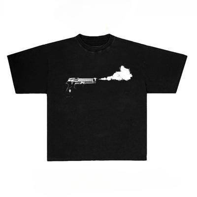 Pistol Graphic Men Women Autumn T-Shirt Harajuku Vintage Short Sleeve Loose Oversized Casual Fitness Comfortable Y2k Top