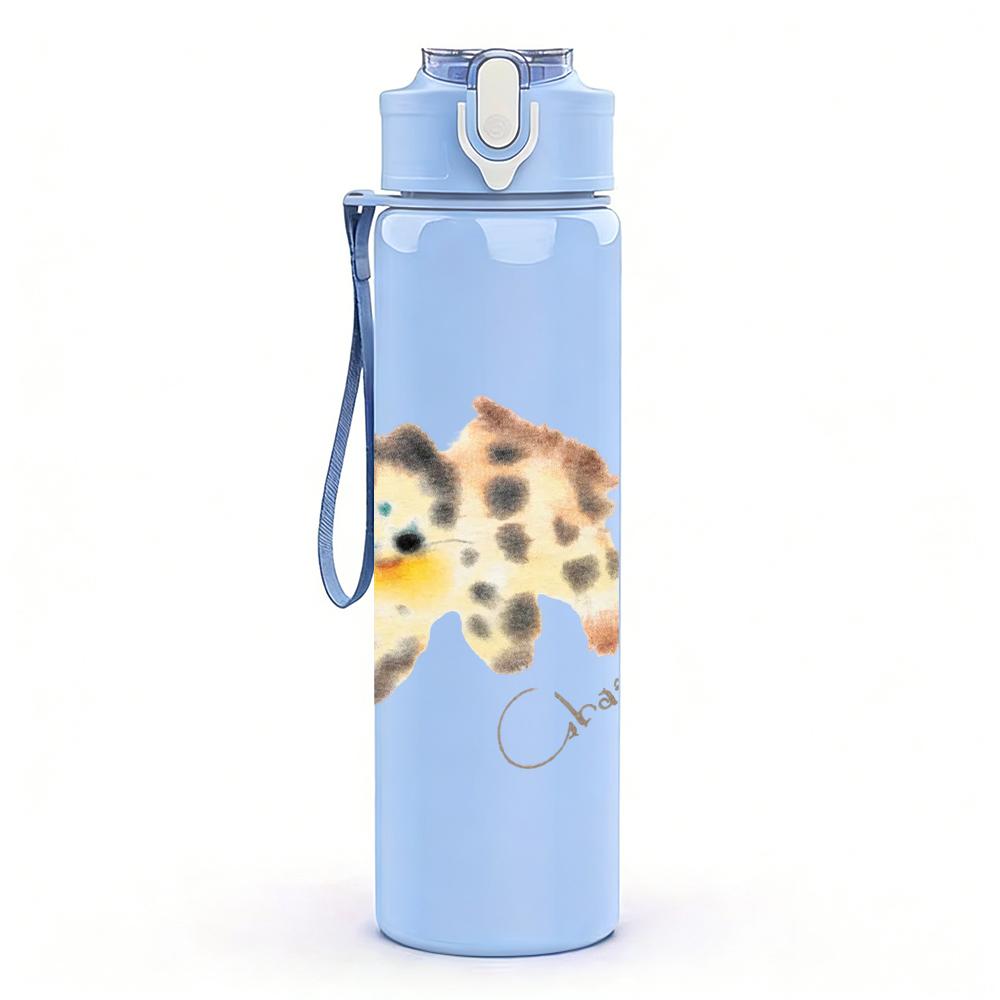 1PC Leopard spot animal minimal print 750ml colorful plastic sports water bottle leakproof pop up lid with straw for outdoor work home use