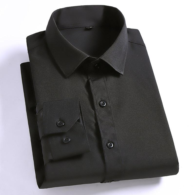 6XL 7XL Men's Classic Long Sleeve Formal Shirt Solid Color Business Office Fashion Black Blue White Dress Shirts Casual Work Top