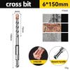 New Upgraded Four-Edged Serrated Cross-Type Impact Drill Bit Concrete Wall-Penetrating Impact Drill Bit High Hardness Drill Bit