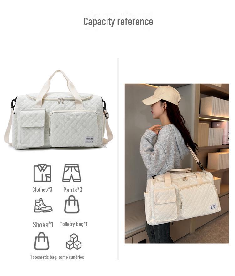 Resväska för utlandsresor: Rymlig, Lättviktig, Torr/Våt Separation, Skofack, Diamantrutigt Design.