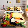 Tropical Toucan Fruit Decor Set Soft Comfortable Duvet Cover Bedding Set Included 1*Duvet Cover & 2*Pillowcases, Gift
