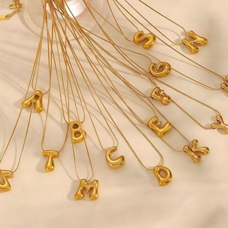 Personalized Gold Stainless Steel Letter Necklace With Diy Name Pendant For Men Women