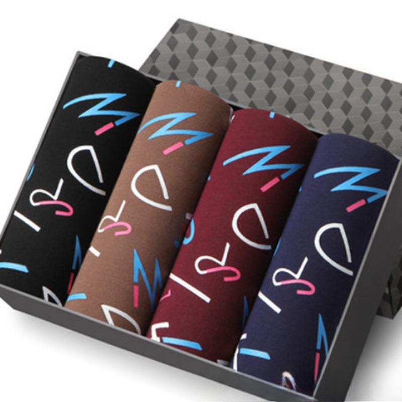 Herrenunterwäsche 4 Teile/los Große Größe Flache Ecke Hosen Quadratische Ecke Hosen Bequem und Elastisch für Junge Männer