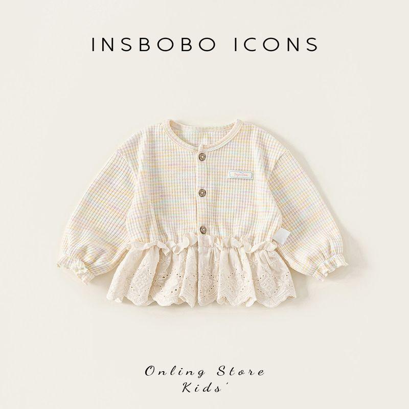 Детская куртка Insbobo Стильный топ для девочек 2026 Весна Новая детская одежда Весна и осень Модная одежда для малышей Flower color 100