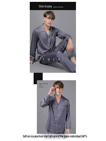 Men's Long Sleeve Silk Pajama Set - Spring & Autumn