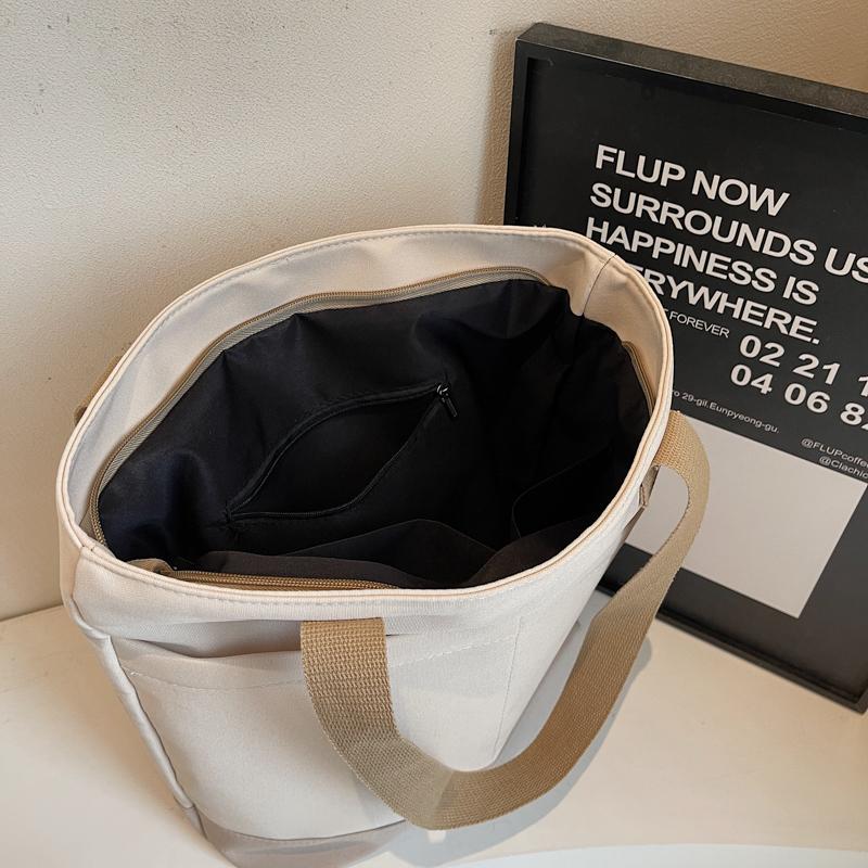 Commuter Tote Bag Women Color Block Underarm Bag Student Shoulder Bag