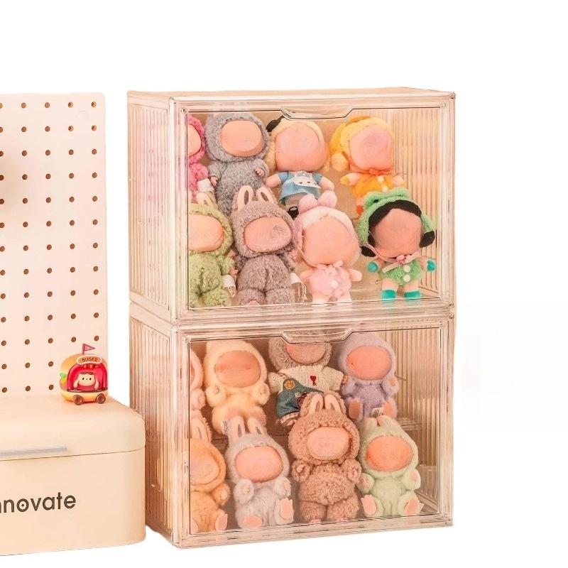 Transparente Puppen-Aufbewahrungsbox Mehrstöckige Schreibtisch-Vitrine Schrank mit Deckel Große Plüschpuppe Staubdichte Sammlerstück-Vitrine