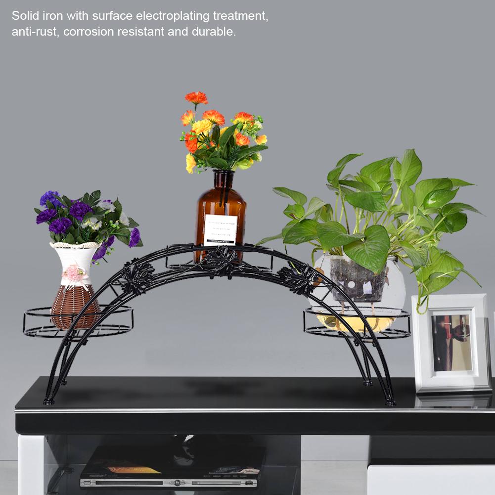 Elegant Iron Floor-Standing Plant Display Stand Flower Pot Rack for Garden Patio Decor Black