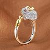 Women Zodiac Rooster Open Ring Platinum Plated Adjustable Chicken Finger Ring Stylish Animal Jewelry