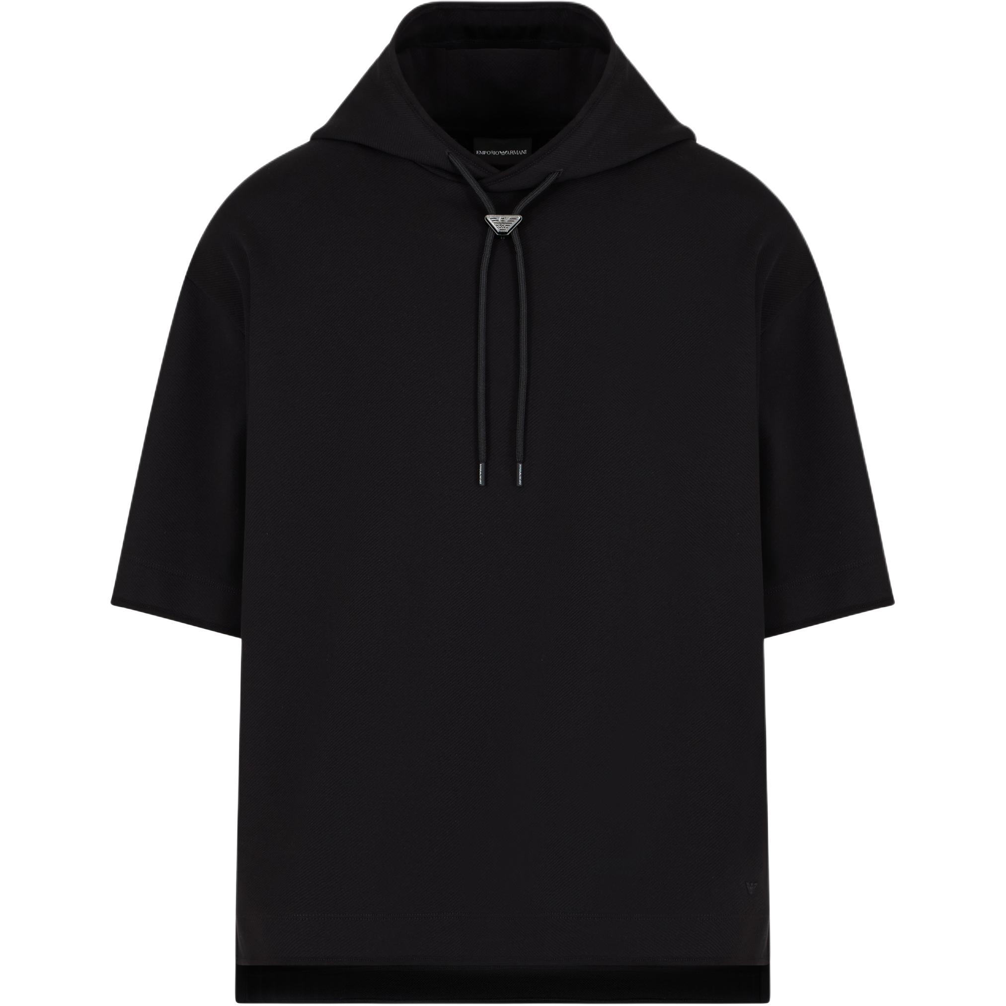 Emporio Armani Solid Color Hooded Pullover Short Sleeve Sweatshirt Men sweatshirts Black EM001132-AF13488-UC001 XL 32760₽