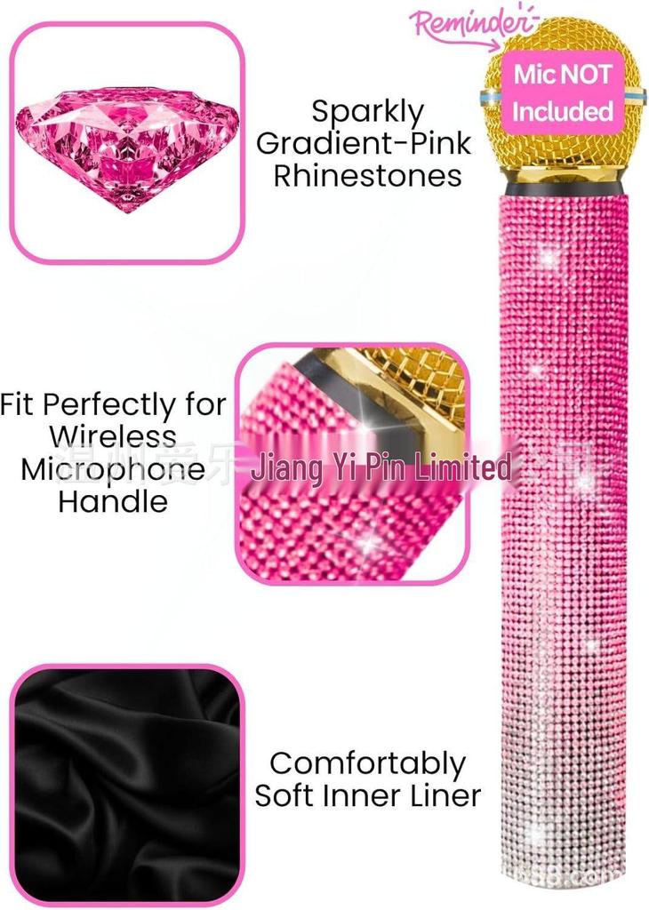 Rhinestone Diamond Microphone Cover for Children's Performance (Prop Only, Mic Not Included)