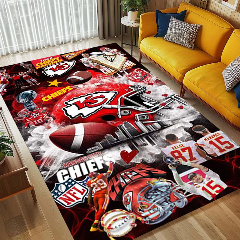Kansas City Chiefs Living Room Nonslip Area Rug Soft Carpet For Bedroom Game Playroom Sofa Office Home Decor Doormat Christmas Gift C10218