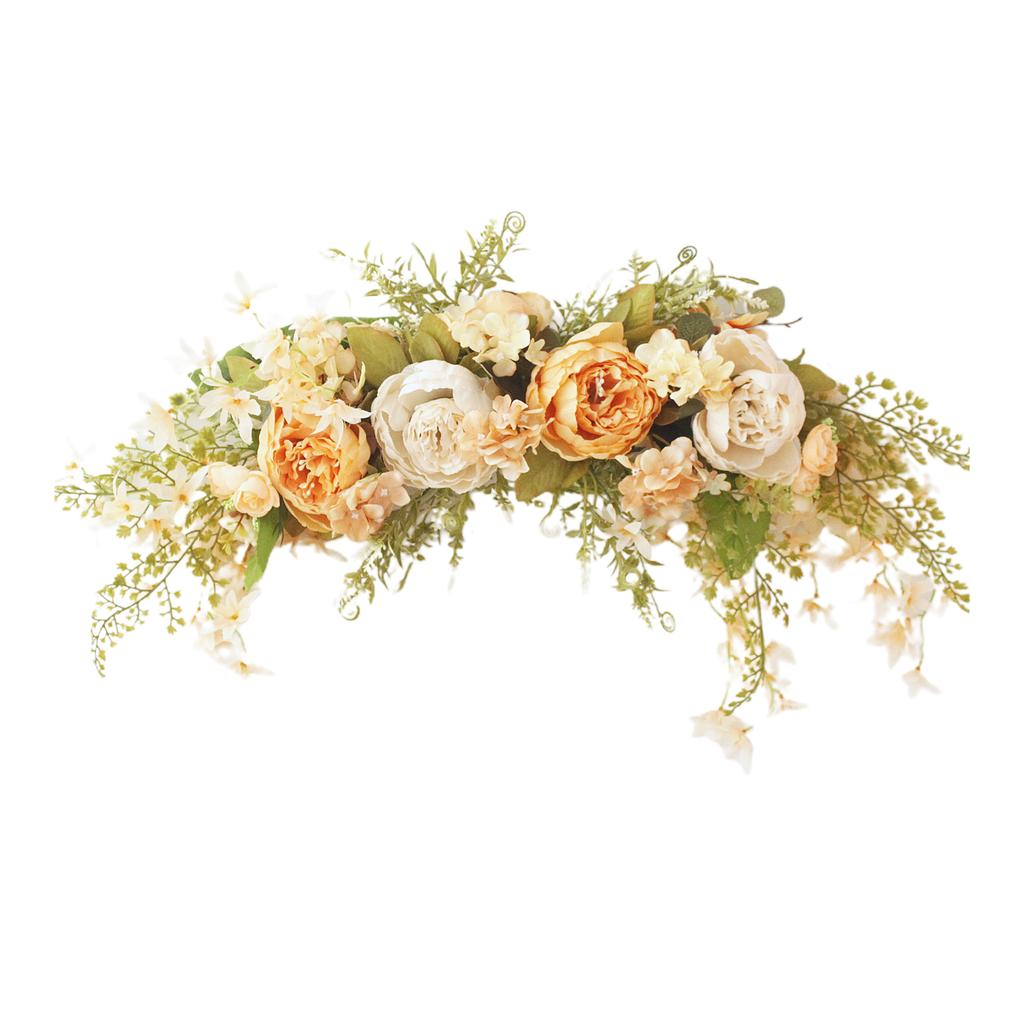 Spring Door Wreath Hanging Decorative Lintel Wreath Artificial Peony Flower Swag for Wedding Arch