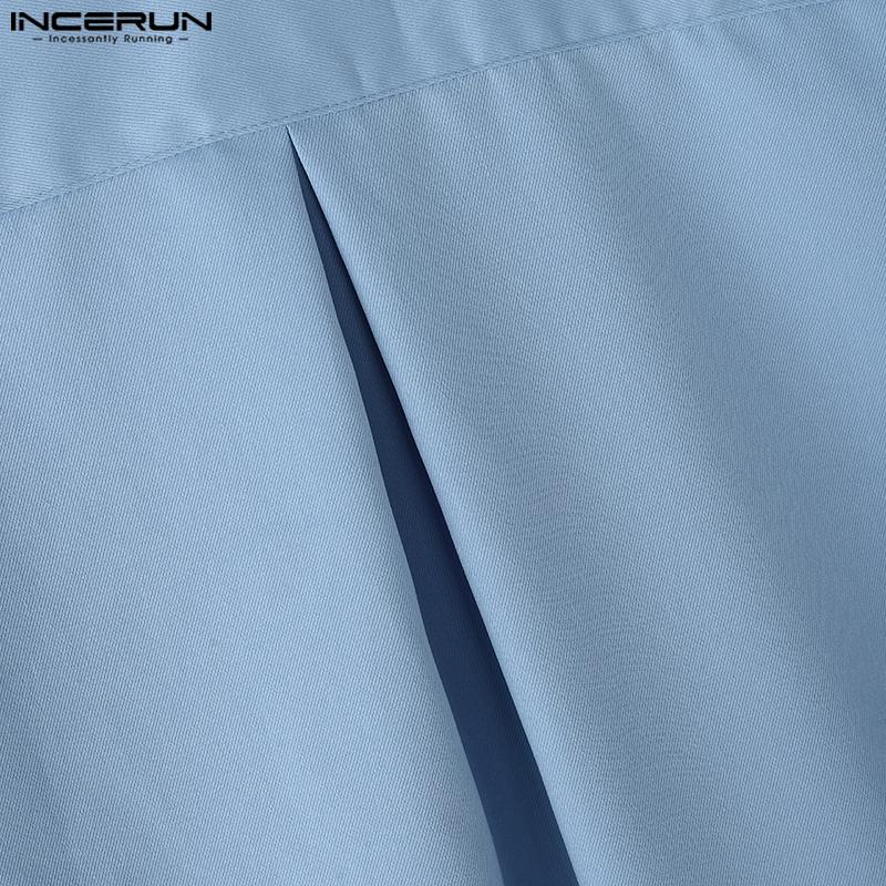 INCERUN Plus Size Men Lapel Long Sleeve Button Down Casual Loose Office Shirts