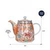 London Pottery 1L Keramik-Teekanne Glockenform mit Orangenblüten-Design und Edelstahl-Teesieb Porzellan-Teekanne