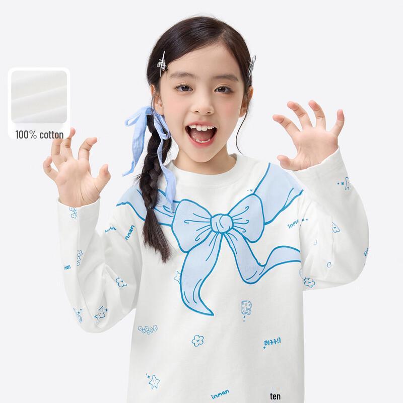 

Xiaoyiman Girls Cotton Bow-Collar Long-Sleeve Top 130
