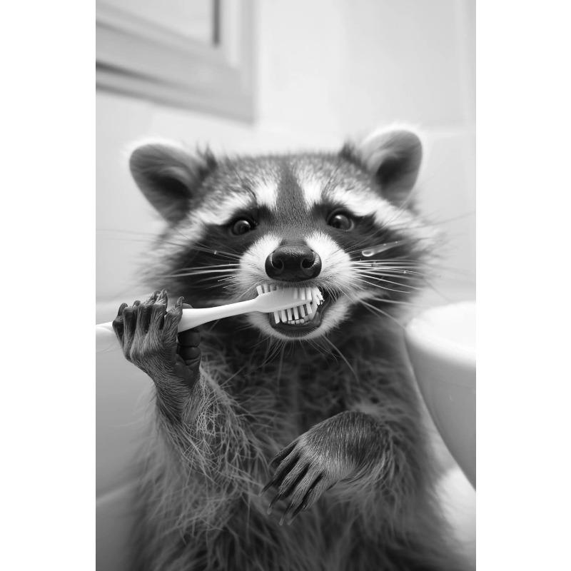 Black and White Cute Animal and Toilet Paper Poster Cat Hedgehog Sloth Canvas Painting Wall Art Bathroom Living Room Home Decor