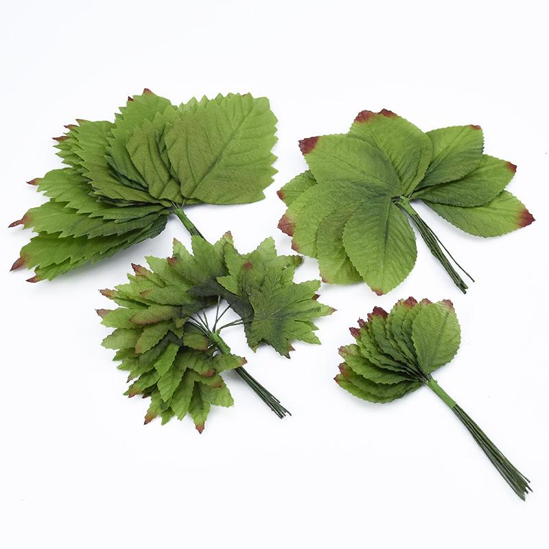 12 Pieces Vases for Home Decoration Accessories Scrapbooking Wedding Decorative Flowers Wreaths Silk Leaves Artificial Plants