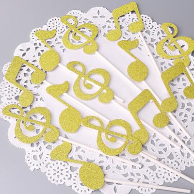 6 Stück Gold Musiknote Cupcake Topper Glitzer Kuchen Dekoration Geburtstagsparty Hochzeit Dessert Zubehör Musiknote Kuchen Topper