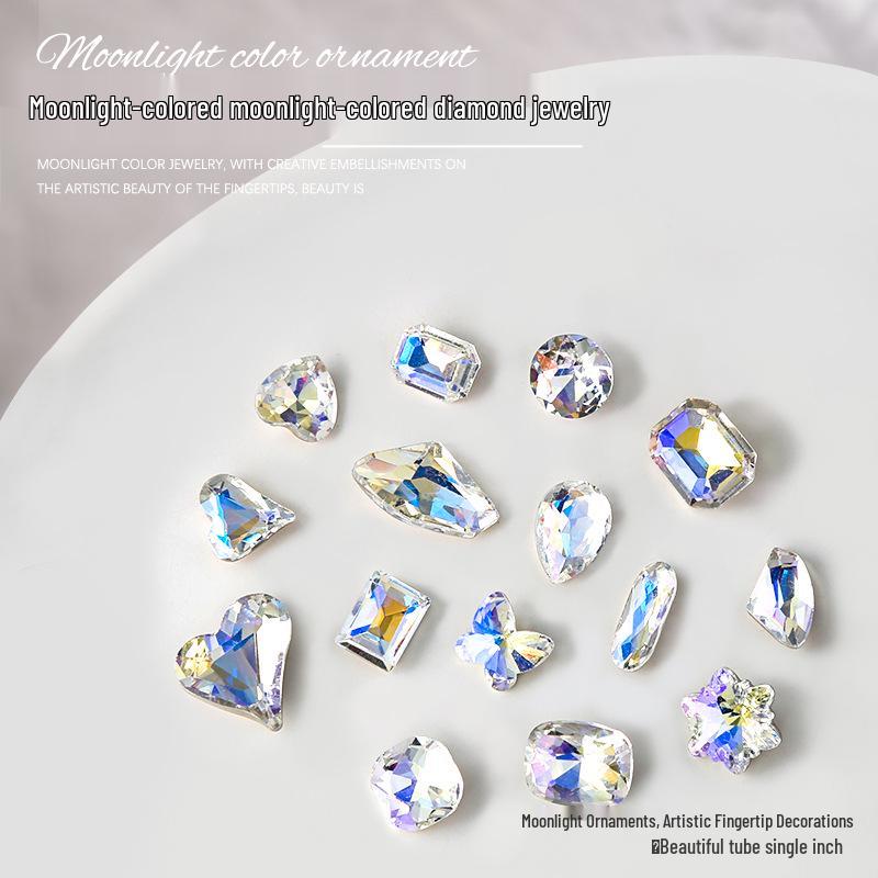 

10pcs Assorted Heart and Square Rhinestone Nail Art Decorations