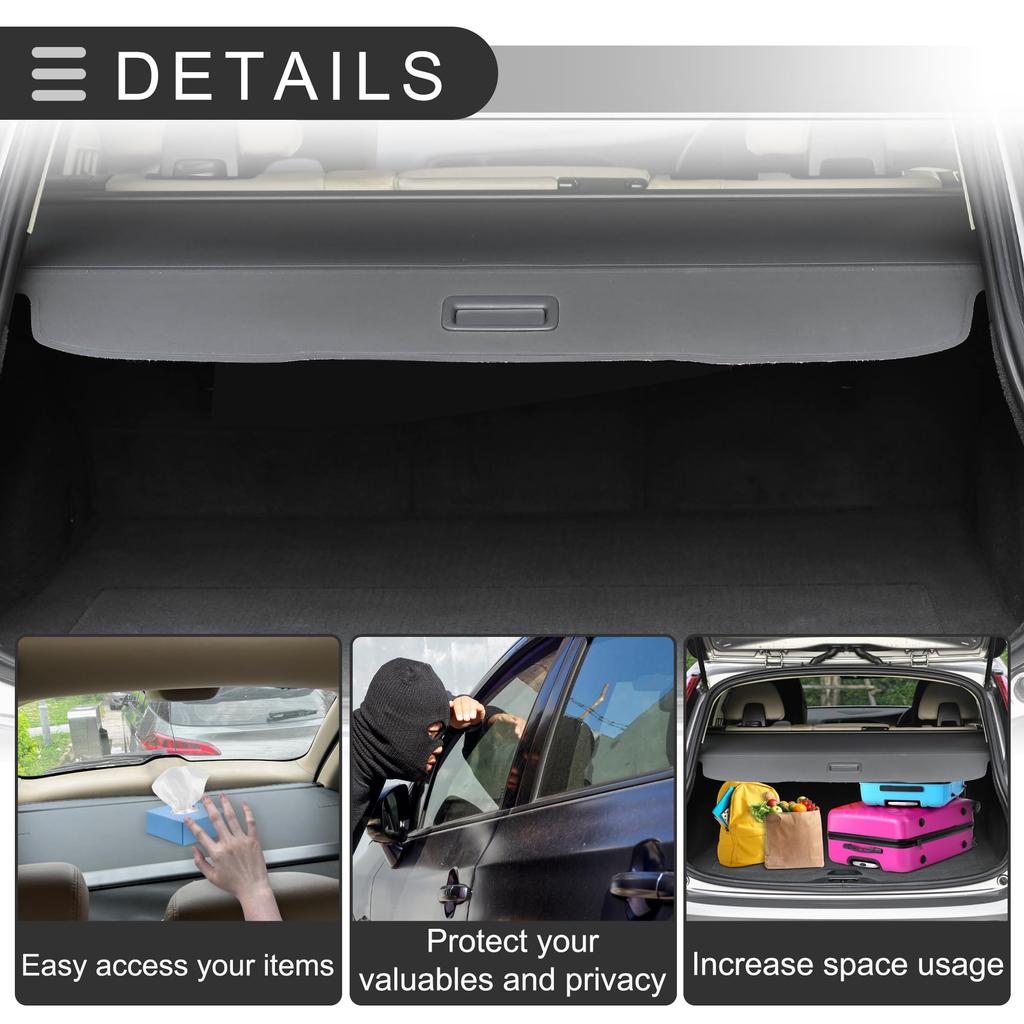 Motoforti Rear Trunk Parcel Shelf Storage Cover for Volvo Cargo Security Tonneau Privacy Gloss Black XC60, Shield, Shade, Cover, Protection, Canvas,